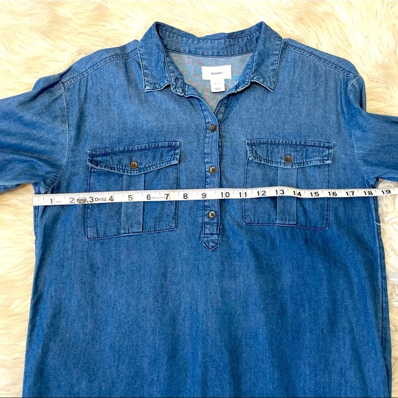 Old Navy Button Up Denim Dress with Roll up Sleeves Sz 14 - Picture 12 of 12